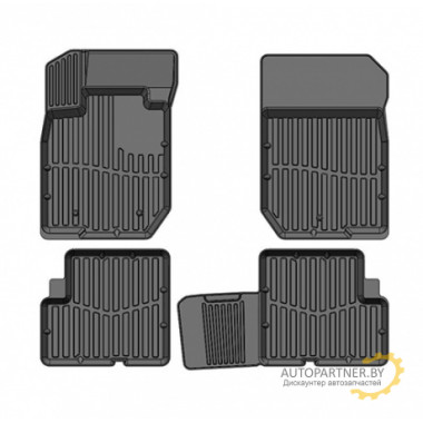 Коврики в салон SRTK Renault Logan (2004-2015) резина черные 4 шт / PR.RN.LOG.04G.02X36