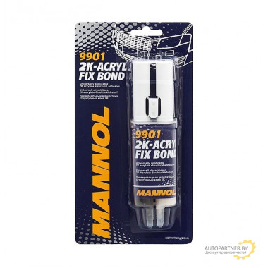 Клей MANNOL 2K-Acryl Fixed Bond (клей для пластмасс) 30 гр / 9901