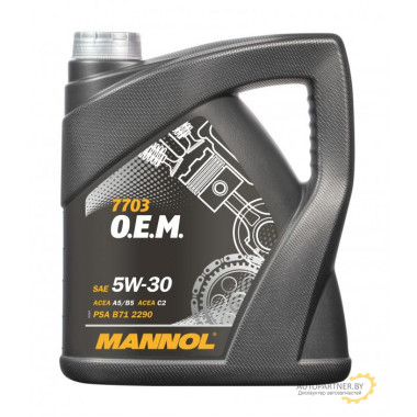 Моторное масло MANNOL FOR PEUGEOT CITROEN O.E.M. 7703 5W30(!!!МОТОРНОЕ МАСЛЯ СНЯТО С ПРОИЗВОДСТВА!!!) / MN7703-4 (4л)