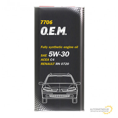 Моторное масло MANNOL FOR RENAULT NISSAN O.E.M. 7706 5W30 / MN7706-5ME (5л)