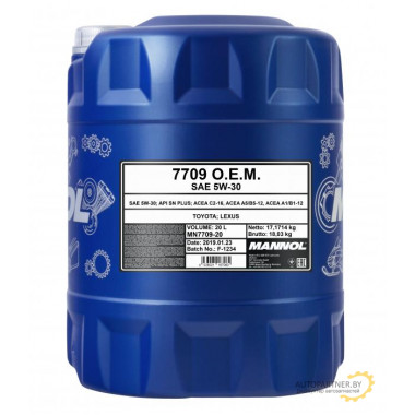 Моторное масло MANNOL FOR TOYOTA/LEXUS O.E.M. 7709 5W30 / 99027 (20л)
