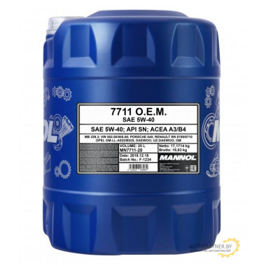 Моторное масло MANNOL OEM 7711 FOR DAEWOO GM 5W40 (!!!МОТОРНОЕ МАСЛО СНЯТО С ПРОИЗВОДСТВА!!!) / 99029 (20л)