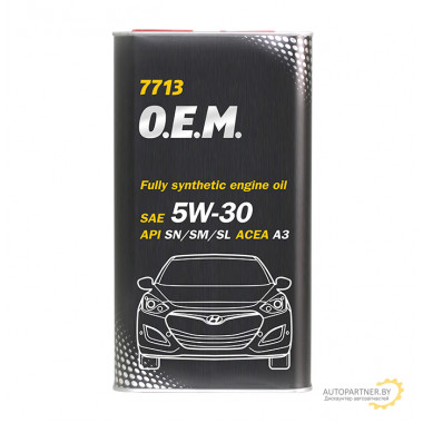 Моторное масло MANNOL FOR KOREAN CARS O.E.M. 7713 5W30 / 99983 (4л)