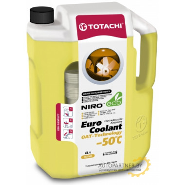 Антифриз Готовый TOTACHI NIRO EURO COOLANT OAT TECHNOLOGY -50°C Желтый 4л  / 4589904924118