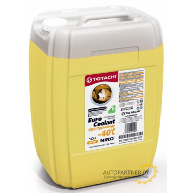 Антифриз Готовый TOTACHI NIRO EURO COOLANT OAT TECHNOLOGY -40°C Желтый 10л / 4589904924460