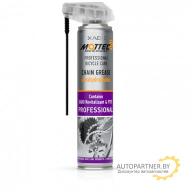 MOTTEC PROFESSIONAL Сверхводостойкая смазка для велосипедных цепей с ревитализантом и PTFE аэр.баллон 200 мл