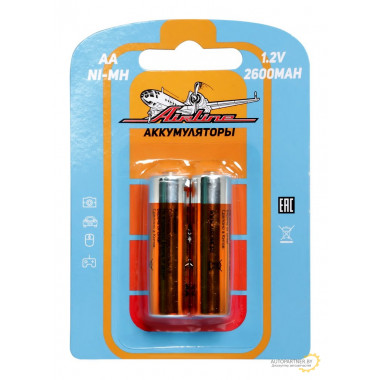 Батарейки AIRLINE AA HR6 аккумулятор Ni-Mh 2600 mAh 2шт. / AA-26-02