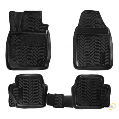 Ковры в салон AIRLINE (3D с подпят.) для Ford Fiesta (Mk VI) (14-) компл. 4 шт., выс. борт, полимер., черн. / ACM-PS-27