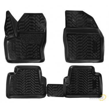 Ковры в салон AIRLINE (3D с подпят.) для Ford Kuga (2013-) компл. 4 шт., выс. борт, полимер., черн. / ACM-PS-30
