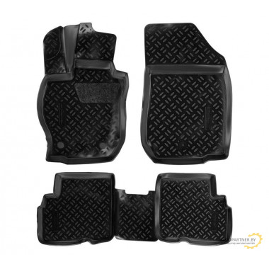 Ковры в салон AIRLINE (3D с подпят.) для Nissan Almera (G11) (13-) компл. 4 шт., (крепеж), выс. борт, полимер., черн. / ACM-PS-48