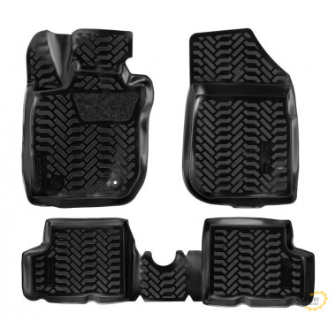 Ковры в салон AIRLINE (3D с подпят.) для Renault Duster 2WD (11-15) компл. 4 шт., выс. борт, полимер., черн. / ACM-PS-53