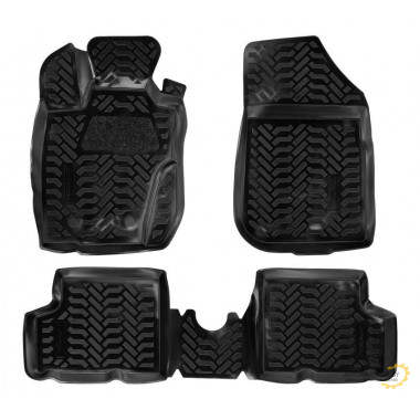 Ковры в салон AIRLINE (3D с подпят.) для Renault Duster 4WD (11-15) компл. 4 шт., (крепеж), выс. борт, полимер., черн. / ACM-PS-54