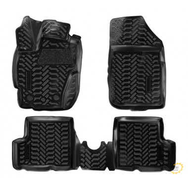 Ковры в салон AIRLINE (3D с подпят.) для Renault Duster (рест.)/Kaptur 4WD (15-) компл. 4 шт., (крепеж), выс. борт, полимер., черн. / ACM-PS-55