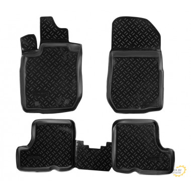 Ковры в салон AIRLINE для Renault Sandero I /Sandero Stepway (09-14) компл. 4 шт., (крепеж), выс. борт, полимер., черн. / ACM-PS-57