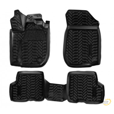 Ковры в салон AIRLINE (3D с подпят.) для Renault Sandero II/Stepway (14-) компл. 4 шт., (крепеж), выс. борт, полимер., черн. / ACM-PS-58