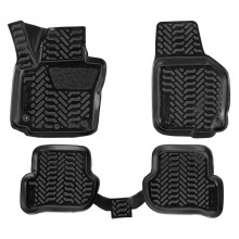 Ковры в салон AIRLINE (3D с подпят.) для Skoda Yeti (09-) компл. 4 шт., (крепеж), выс. борт, полимер., черн. / ACM-PS-62