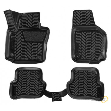 Ковры в салон AIRLINE (3D с подпят.) для Skoda Yeti (09-) компл. 4 шт., (крепеж), выс. борт, полимер., черн. / ACM-PS-62