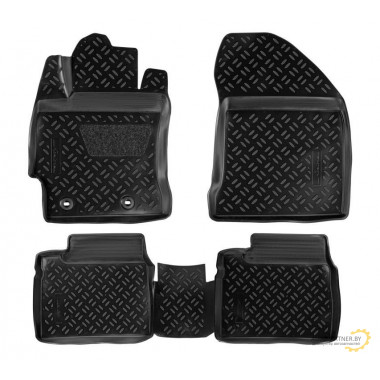 Ковры в салон AIRLINE (3D с подпят.) для Toyota Corolla (12-) компл. 4 шт., (крепеж), выс. борт, полимер., черн. / ACM-PS-66