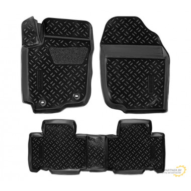 Ковры в салон AIRLINE (3D с подпят.) для Toyota RAV4 (2013-) компл. 4 шт., (крепеж), выс. борт, полимер., черн. / ACM-PS-67