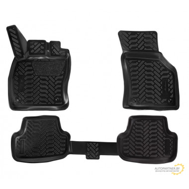 Ковры в салон AIRLINE (3D с подпят.) для VW Golf VII (12-) компл. 4 шт., выс. борт, полимер., черн. / ACM-PS-72