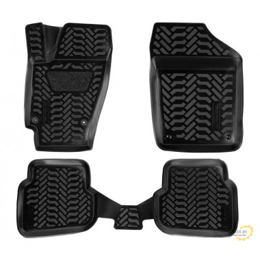 Ковры в салон AIRLINE (3D с подпят.) для VW Polo SD (10-) компл. 4 шт., (крепеж), выс. борт, полимер., черн. / ACM-PS-73