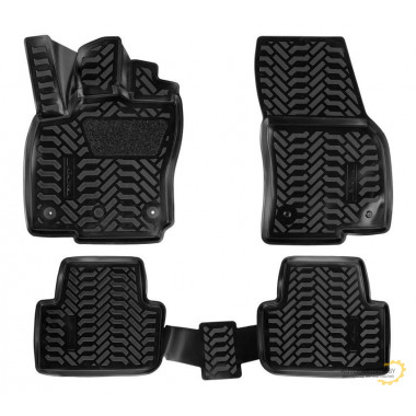 Ковры в салон AIRLINE (3D с подпят.) для VW Tiguan II (16 -) компл. 4 шт., (крепеж), выс. борт, полимер., черн. / ACM-PS-74