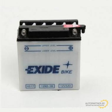 Аккумулятор для мототехники EXIDE BIKE 12V 5AH 40A (JIS) 121x61x131mm 1.5kg 12N5-3B