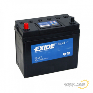 Аккумулятор EXIDE EXCELL 12V 45AH 300A ETN 1(L+) B0, тонкие клеммы 234x127x220mm 11.9kg EXIDE EB457