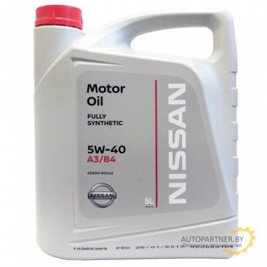 Моторное масло NISSAN MOTOR OIL A3/B4 5W40 / KE90090040 (5л)