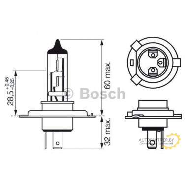 Лампа галогенная H4 12V 60/55W BOSCH / 1987302043