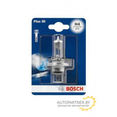 Лампа галогенная Plus 30 H4 12V 60/55W BOSCH / 1987301002