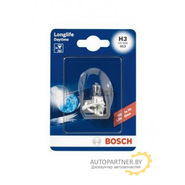 Лампа галогенная Longlife Daytime H3 12V 55W BOSCH / 1987301053
