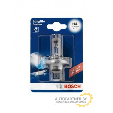 Лампа галогенная Longlife Daytime H4 12V 60/55W BOSCH / 1987301054