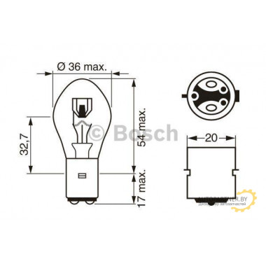 Лампа галогенная S2 12V 35/35W BOSCH / 1987302209