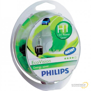 Лампа галогенная EcoVision H1 12V 55W (2 шт.) PHILIPS / 12258ECOS2