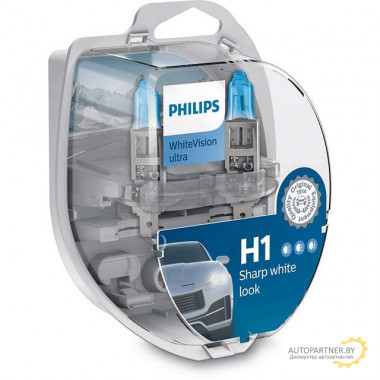 Лампа галогенная WhiteVision Ultra H1 +W5W 12V 55W (2+2 шт.) PHILIPS / 12258WVUSM