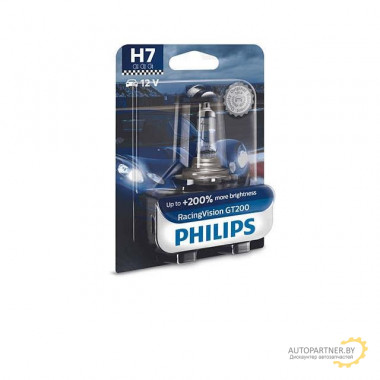 Лампа галогенная RacingVision GT200 +200% H7 12V 55W PHILIPS / 12972RGTB1