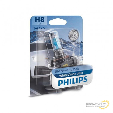 Лампа галогенная WhiteVision Ultra H8 12V 35W PHILIPS / 12360WVUB1