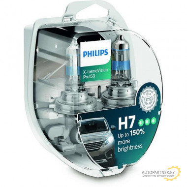 Лампа галогенная X-tremeVision +150% H7 12V 55W (2 шт.) PHILIPS / 12972XVPS2