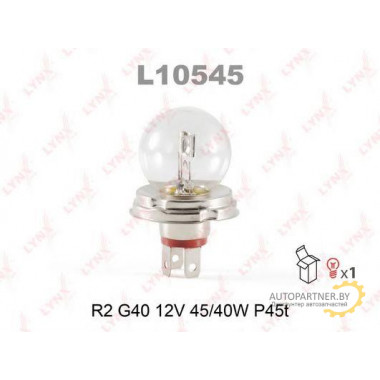 Лампа галогенная R2 (Bilux) 12V 45/40W LYNXAUTO / L10545