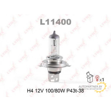 Лампа галогенная H4 12V 100/80W LYNXAUTO / L11400