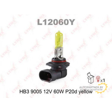 Лампа галогенная HB3 12V 60W LYNXAUTO / L12060Y