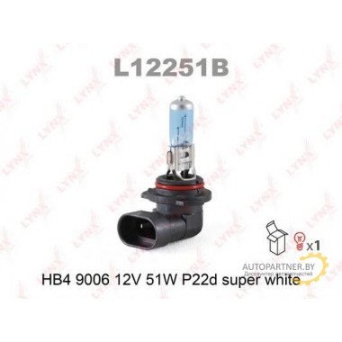 Лампа галогенная HB4 12V 51W LYNXAUTO / L12251B