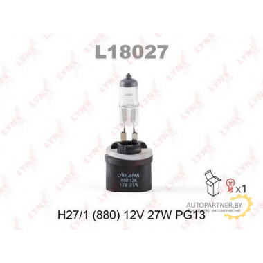 Лампа галогенная H27W/1 12V 27W LYNXAUTO / L18027