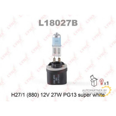 Лампа галогенная H27W/1 12V 27W LYNXAUTO / L18027B