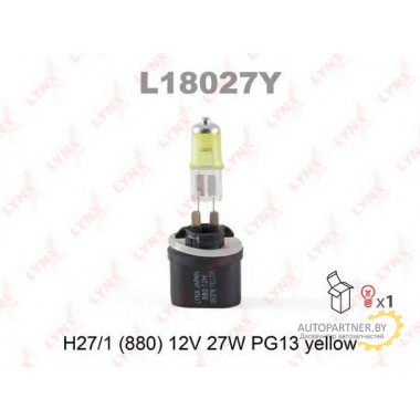 Лампа галогенная H27W/1 12V 27W LYNXAUTO / L18027Y