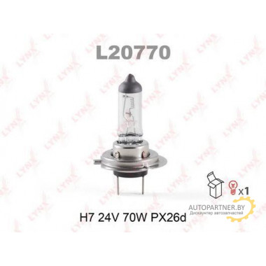 Лампа галогенная H7 24V 70W LYNXAUTO / L20770