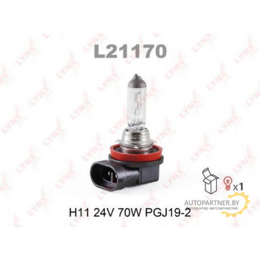 Лампа галогенная H11 24V 70W LYNXAUTO / L21170
