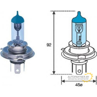 Лампа галогенная Cool Blue Intense H4 12V 60/55W (2 шт.) OSRAM / 64193CBIDUO