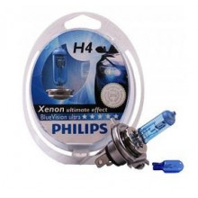 Лампа галогенная BlueVision Ultra H4 +W5W 12V 60/55W (2+2 шт.) PHILIPS / 12342BVUSM